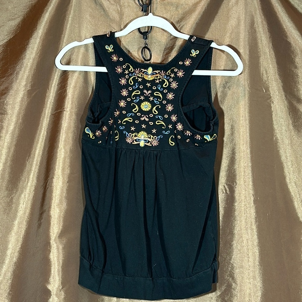 RBX Black Beaded Tank Top with Embroidery - Picture 4 of 6